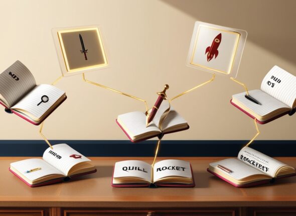 Leonardo_Phoenix_09_3D_floating_open_notebooks_labeled_with_ge_0