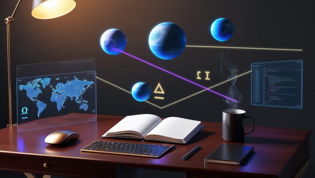 Leonardo_Phoenix_09_3D_isometric_banner_floating_planet_shards_1