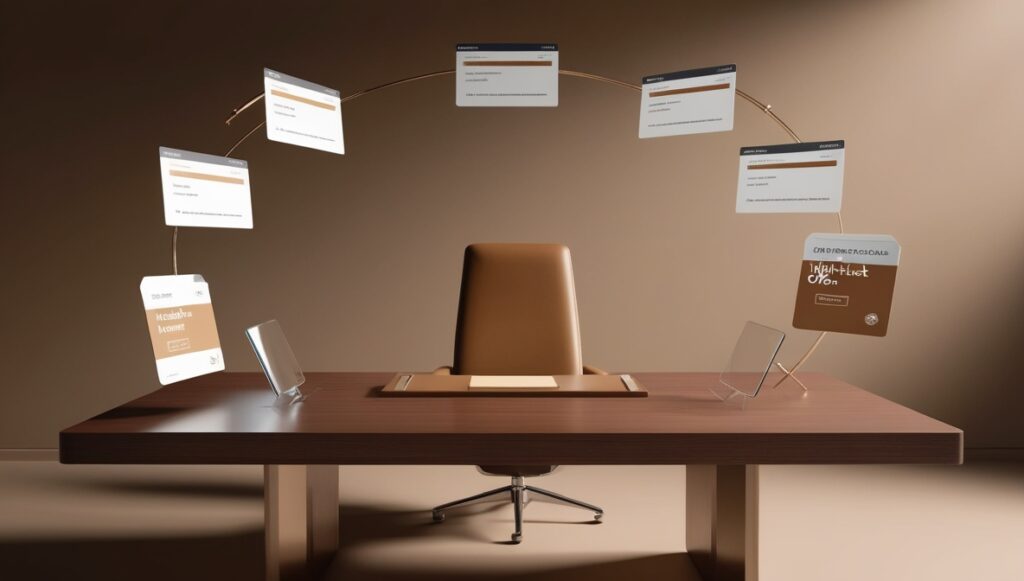 Leonardo_Phoenix_09_3D_render_of_a_sleek_wooden_desk_with_floa_0